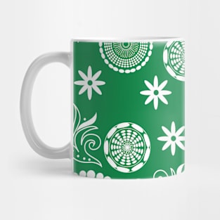 Mandala Pattern Green and White Halloween Fall Autumn Season Mug